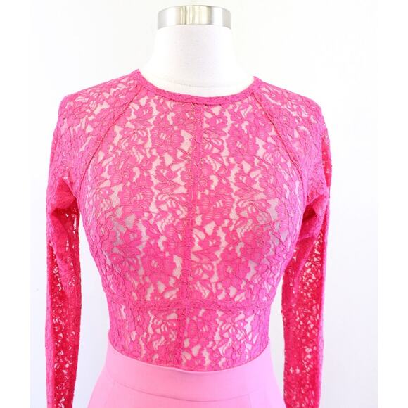 House of CB Pink Metallic Sheer Lace Bodice Bodycon Maxi Dress Size XS Evening - Picture 6 of 8